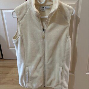 White fluffy fleece vest